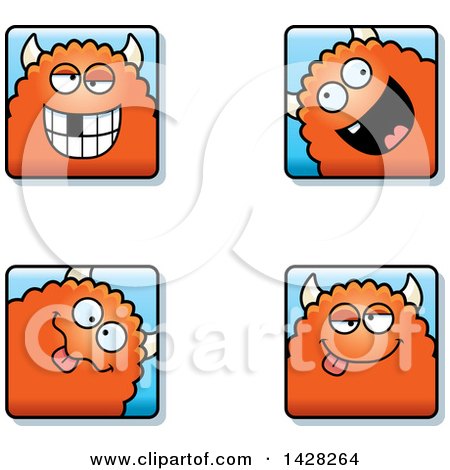 Clipart of Goofy Monster Faces - Royalty Free Vector Illustration by Cory Thoman