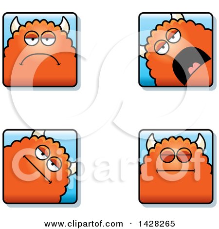 Clipart of Calm Monster Faces - Royalty Free Vector Illustration by Cory Thoman