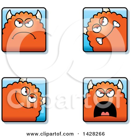 Clipart of Mad Monster Faces - Royalty Free Vector Illustration by Cory Thoman
