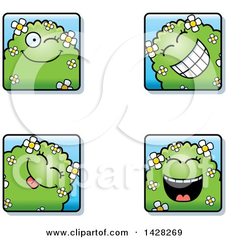 Clipart of Winking Shrub Monster Faces - Royalty Free Vector Illustration by Cory Thoman