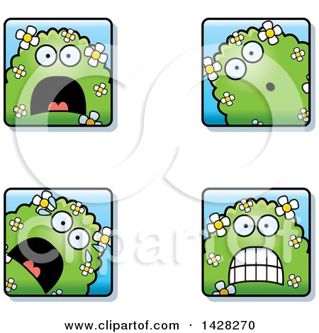 Clipart of Scared Shrub Monster Faces - Royalty Free Vector Illustration by Cory Thoman