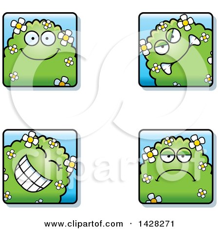 Clipart of Shrub Monster Faces - Royalty Free Vector Illustration by Cory Thoman