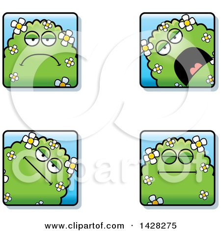 Clipart of Calm Shrub Monster Faces - Royalty Free Vector Illustration by Cory Thoman
