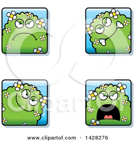 Clipart of Mad Shrub Monster Faces - Royalty Free Vector Illustration by Cory Thoman