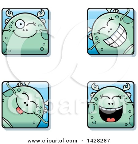 Clipart of Winking Fish Monster Faces - Royalty Free Vector Illustration by Cory Thoman