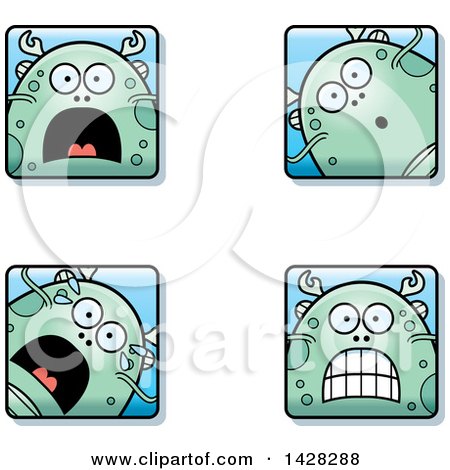 Clipart of Scared Fish Monster Faces - Royalty Free Vector Illustration by Cory Thoman