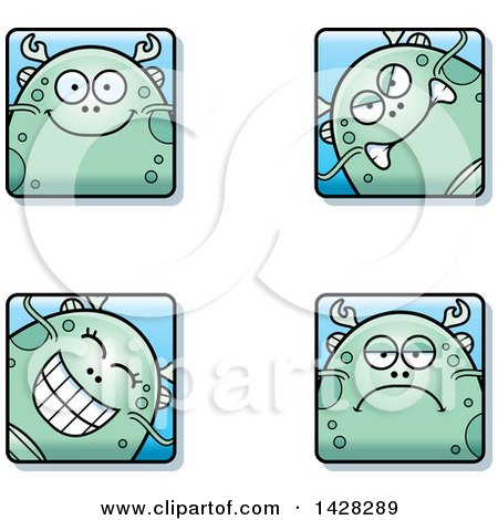 Clipart of Fish Monster Faces - Royalty Free Vector Illustration by Cory Thoman