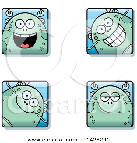 Clipart of Happy Fish Monster Faces - Royalty Free Vector Illustration by Cory Thoman