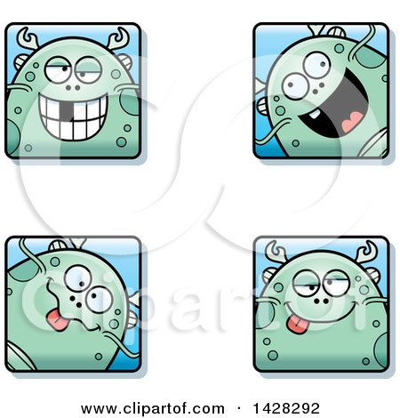 Clipart of Goofy Fish Monster Faces - Royalty Free Vector Illustration by Cory Thoman