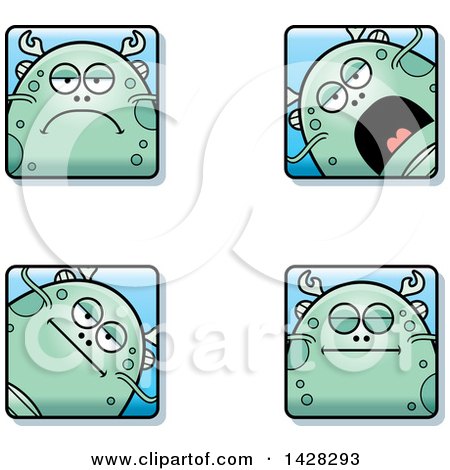 Clipart of Calm Fish Monster Faces - Royalty Free Vector Illustration by Cory Thoman