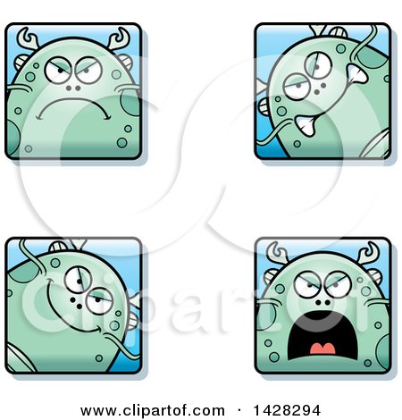 Clipart of Mad Fish Monster Faces - Royalty Free Vector Illustration by Cory Thoman