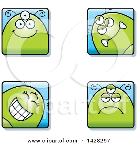 Clipart of Four Alien Faces - Royalty Free Vector Illustration by Cory Thoman