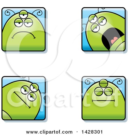 Clipart of Four Calm Alien Faces - Royalty Free Vector Illustration by Cory Thoman