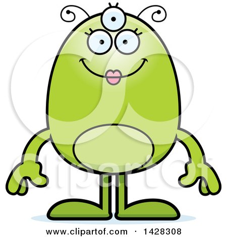 Clipart of a Cartoon Happy Green Female Alien - Royalty Free Vector Illustration by Cory Thoman
