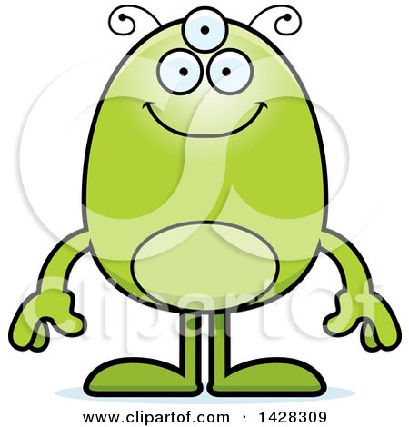 Clipart of a Cartoon Happy Green Alien - Royalty Free Vector Illustration by Cory Thoman