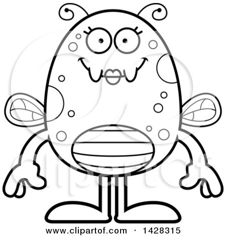 Clipart of a Cartoon Black and White Lineart Happy Female Fly - Royalty Free Vector Illustration by Cory Thoman