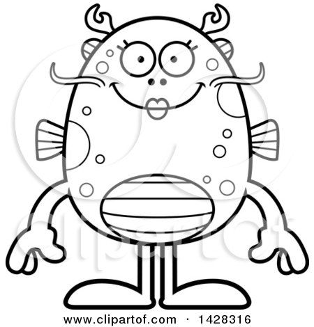 Clipart of a Happy Female Fish Monster - Royalty Free Vector Illustration by Cory Thoman