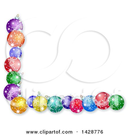 Clipart of a Border of Colorful Christmas Bauble Ornaments on White - Royalty Free Illustration by Prawny