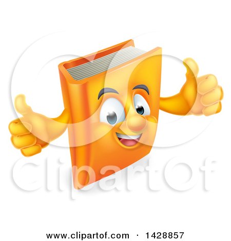 Clipart of a Happy Book Character Giving Thumbs Up - Royalty Free Vector Illustration by AtStockIllustration