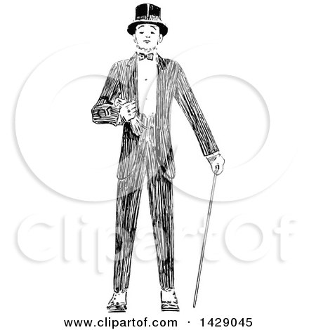 Clipart of a Vintage Black and White Sketched Man - Royalty Free Vector Illustration by Prawny Vintage