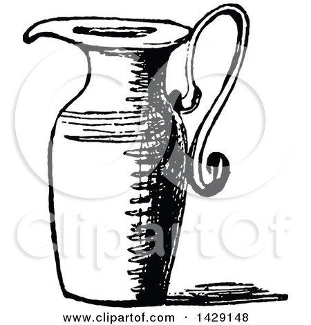 Clipart of a Vintage Black and White Jug - Royalty Free Vector Illustration by Prawny Vintage