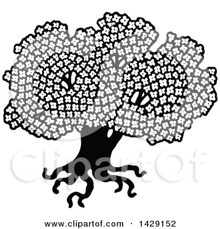 Clipart of a Vintage Black and White Tree - Royalty Free Vector Illustration by Prawny Vintage