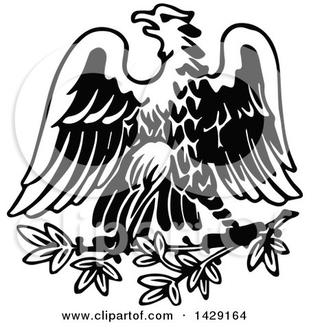 Clipart of a Vintage Black and White Eagle - Royalty Free Vector Illustration by Prawny Vintage