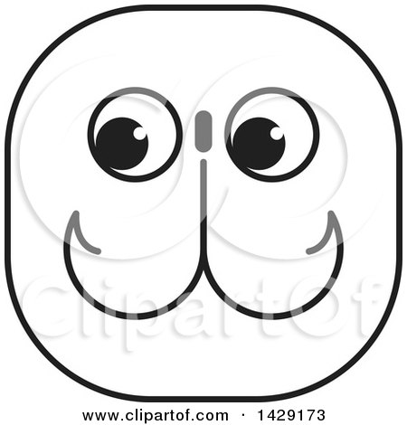 Clipart of a Black and White Fishing Hooks Face - Royalty Free Vector Illustration by Lal Perera