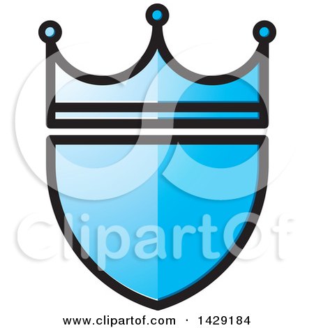 Clipart of a Blue Crowned Shield - Royalty Free Vector Illustration by Lal Perera