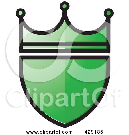Clipart of a Green Crowned Shield - Royalty Free Vector Illustration by Lal Perera