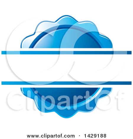 Clipart of a Blank Banner over a Blue Wax Seal or Badge - Royalty Free Vector Illustration by Lal Perera