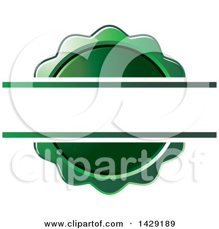 Clipart of a Blank Banner over a Green Wax Seal or Badge - Royalty Free Vector Illustration by Lal Perera