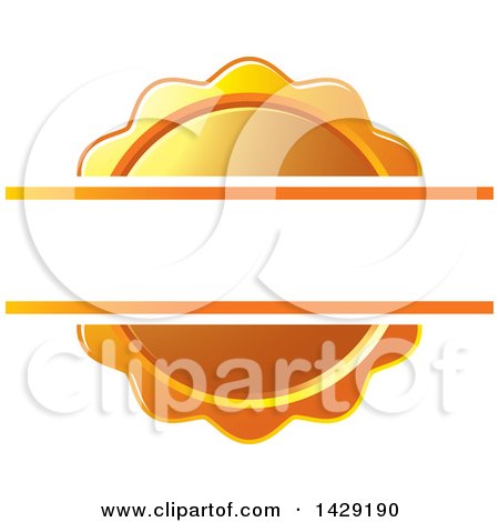 Clipart of a Blank Banner over an Orange Wax Seal or Badge - Royalty Free Vector Illustration by Lal Perera