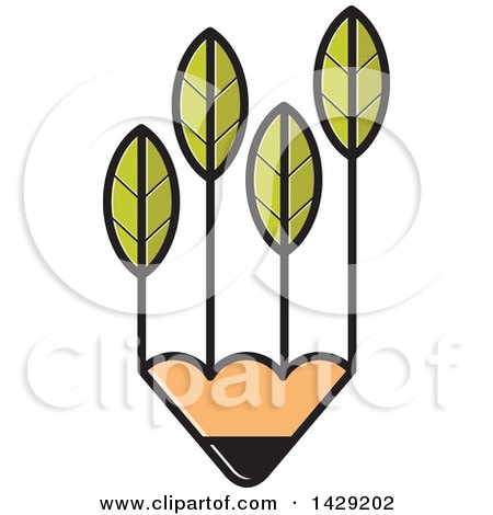 Clipart of a Pencil Tree with Leaves - Royalty Free Vector Illustration by Lal Perera