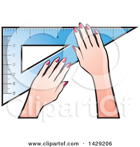 Clipart of Hands with a Set Square - Royalty Free Vector Illustration by Lal Perera