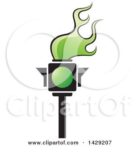 Clipart of a Green Traffic Light Torch - Royalty Free Vector Illustration by Lal Perera