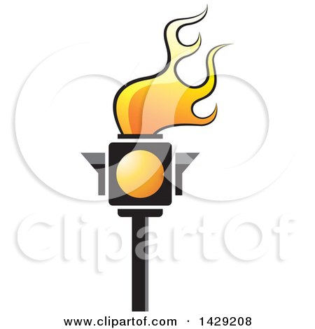 Clipart of a Yellow Traffic Light Torch - Royalty Free Vector Illustration by Lal Perera