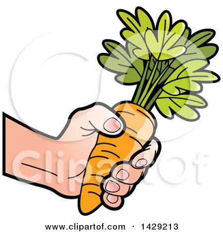 Clipart of a Hand Holding a Carrot - Royalty Free Vector Illustration by Lal Perera