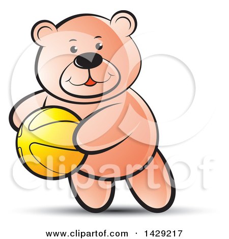 Clipart of a Bear Playing with a Ball - Royalty Free Vector Illustration by Lal Perera