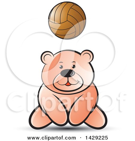 Clipart of a Bear Playing Volleyball - Royalty Free Vector Illustration by Lal Perera