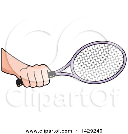 Clipart of a Hand Holding a Tennis Racket - Royalty Free Vector Illustration by Lal Perera