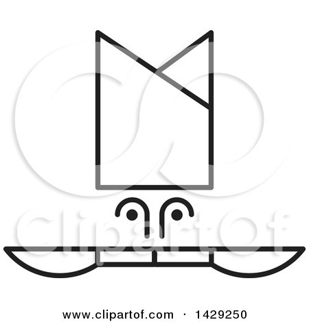 Clipart of a Black and White Chef Hat and Knives Icon - Royalty Free Vector Illustration by Lal Perera