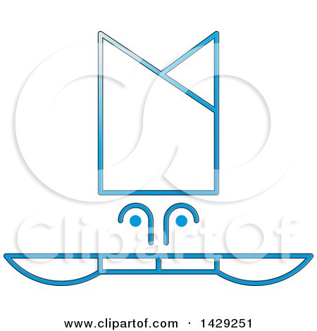 Clipart of a Blue Chef Hat and Knives Icon - Royalty Free Vector Illustration by Lal Perera