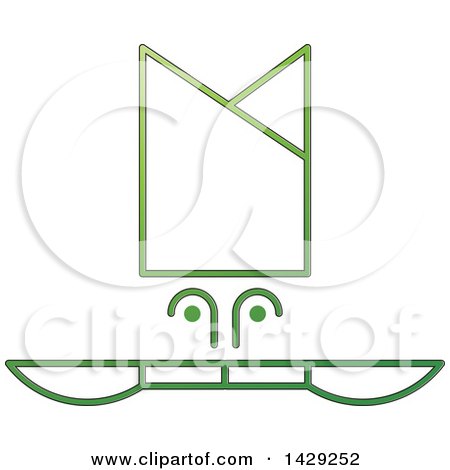 Clipart of a Green Chef Hat and Knives Icon - Royalty Free Vector Illustration by Lal Perera