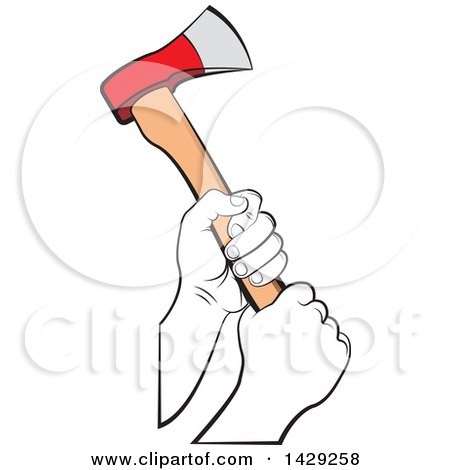 Clipart of Hands Holding an Axe - Royalty Free Vector Illustration by Lal Perera