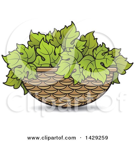 Clipart of a Basket of Grape Leaves - Royalty Free Vector Illustration by Lal Perera