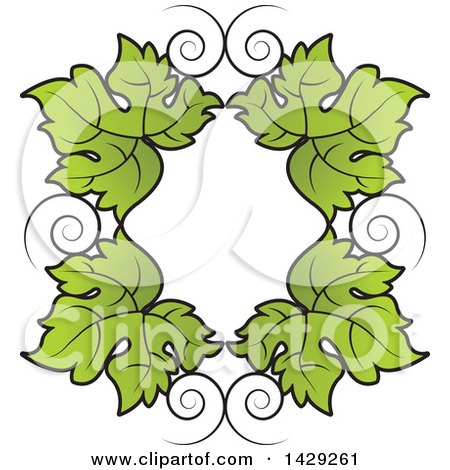 Clipart of a Border of Grape Leaves - Royalty Free Vector Illustration by Lal Perera