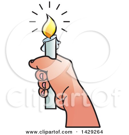 Clipart of a Hand Holding a Candle - Royalty Free Vector Illustration by Lal Perera
