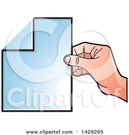 Clipart of a Hand Holding a Piece of Paper - Royalty Free Vector Illustration by Lal Perera