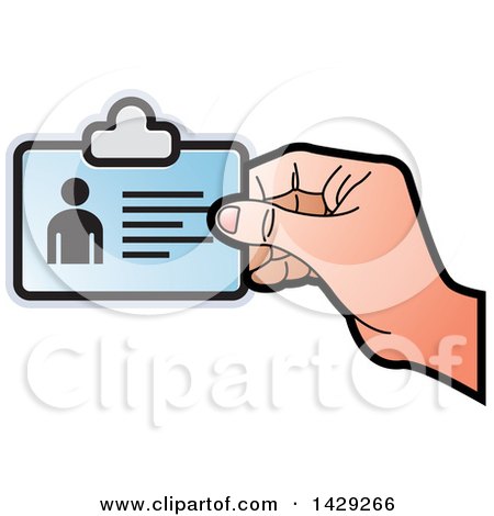 Clipart of a Hand Holding an Id Card - Royalty Free Vector Illustration by Lal Perera